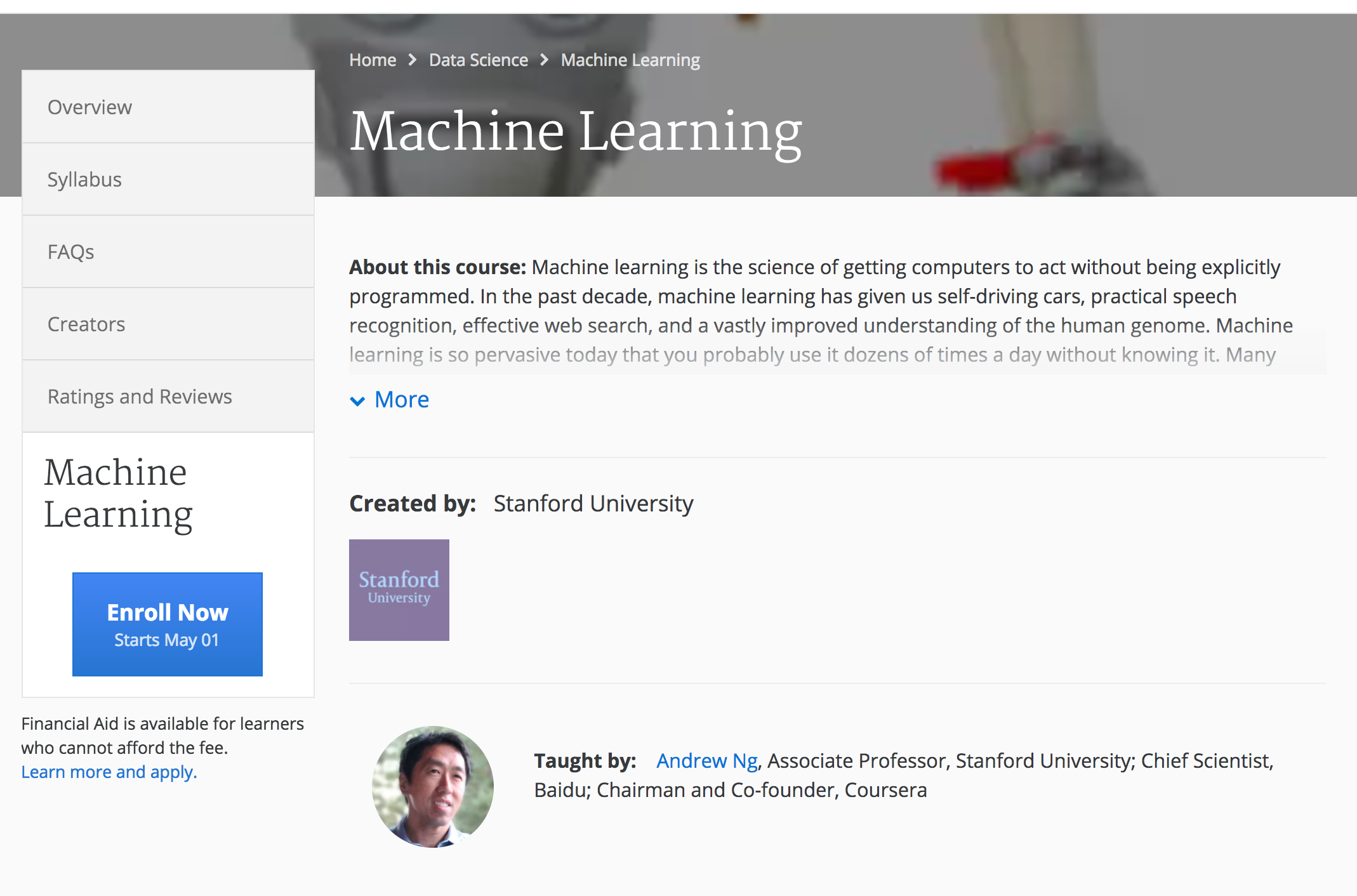 Stanford Machine Learning Course
