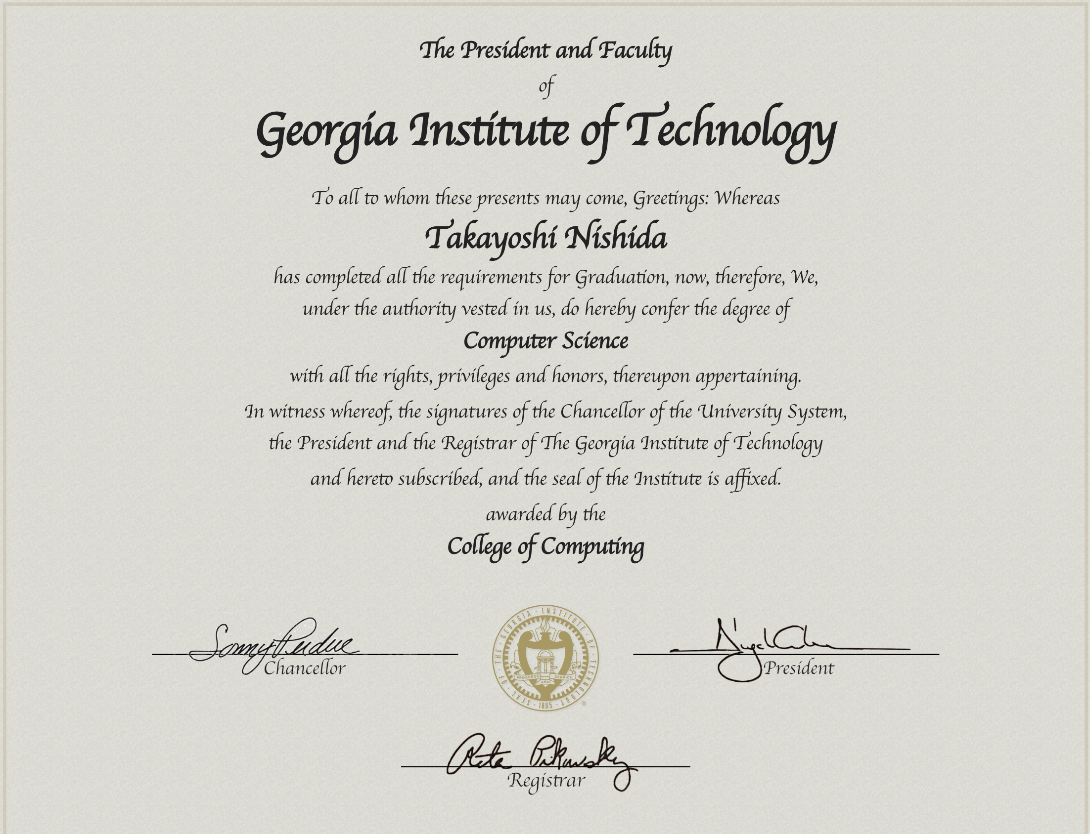 Georgia Tech Certificate