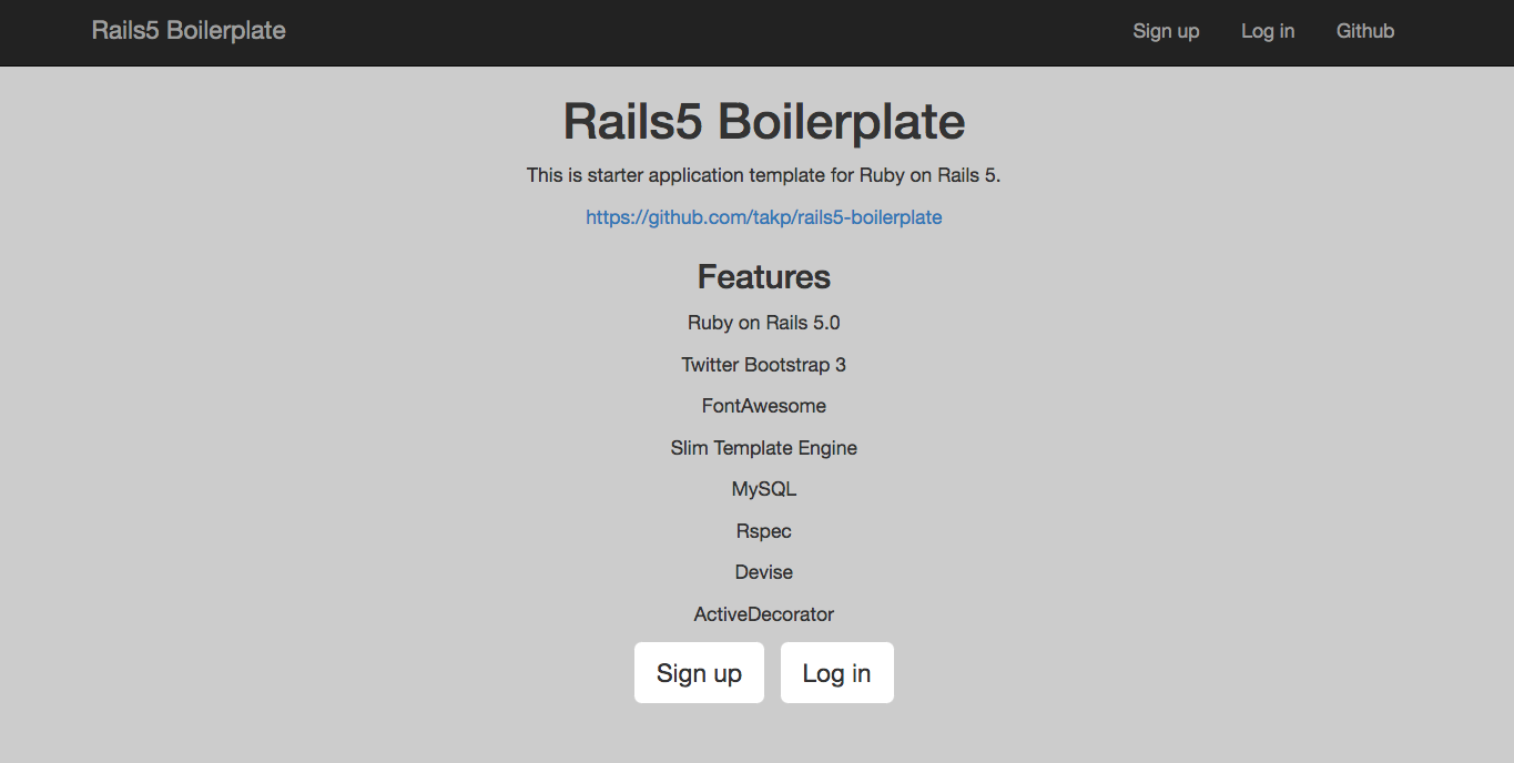 Rails5 Boilerplate top page